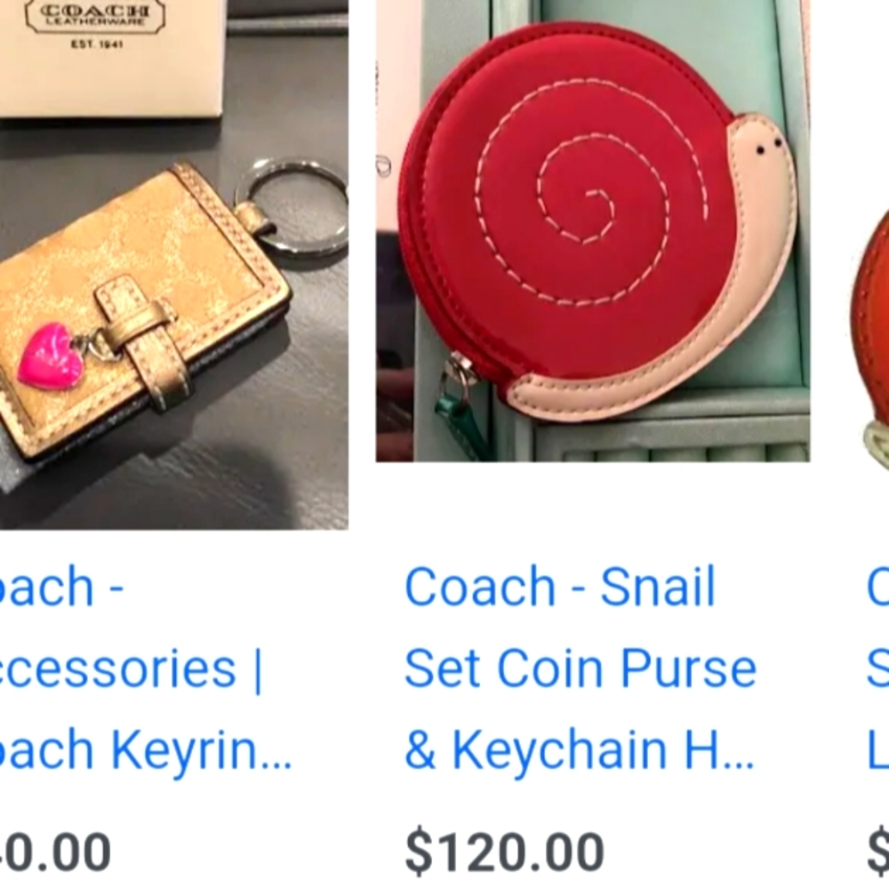 COACH Pink Reversible💕 Patent Leather🐌Snail Keyring Retired Mother's Da - Picture 4 of 6